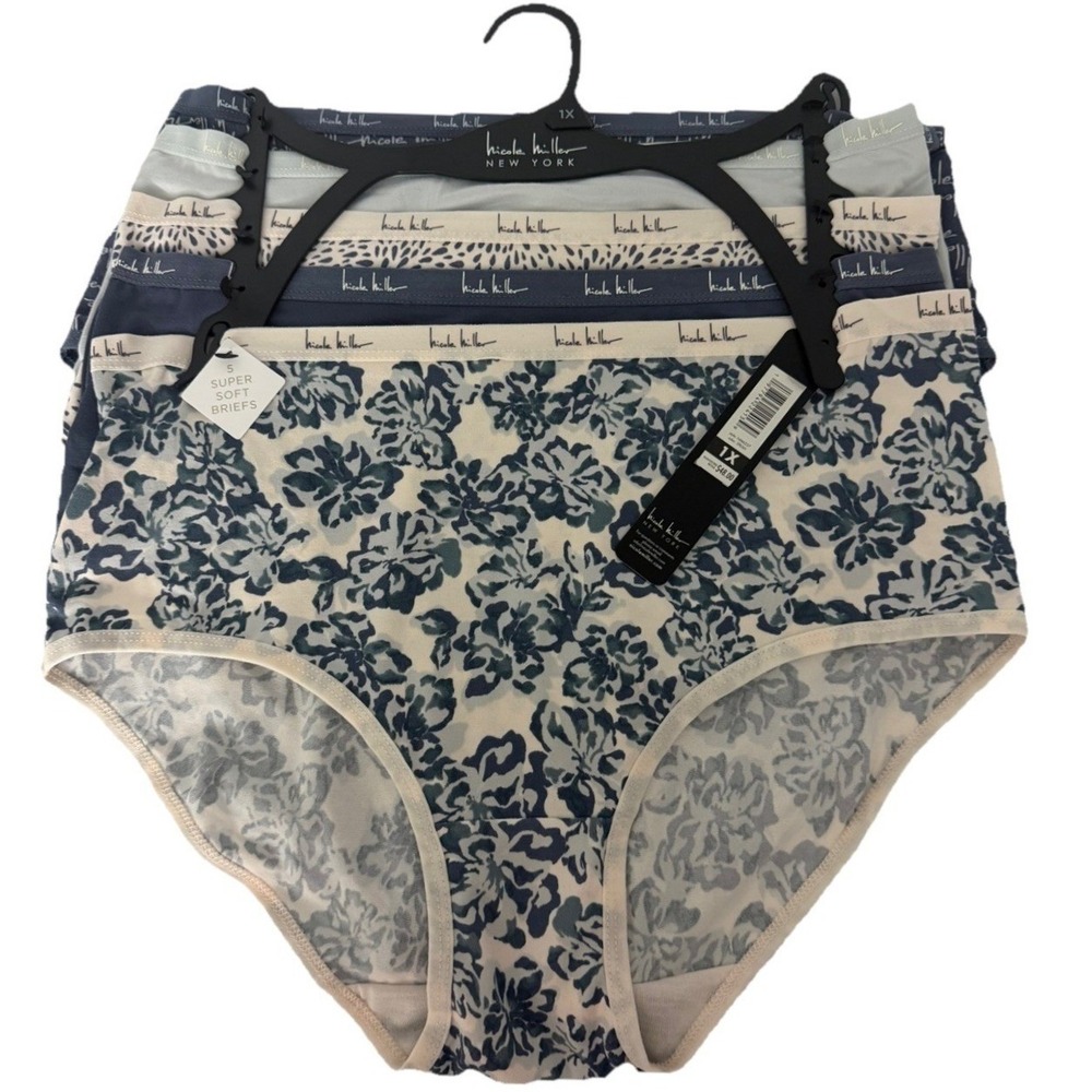 Nicole Miller New York Women's NM6237 5Pair Super Soft Brief Underwear Set SZ 1X